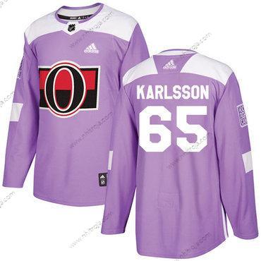 Adidas Herrar Ottawa Senators #65 Erik Karlsson Lila Autentisk Bekämpar cancer Stitched NHL Tröjor