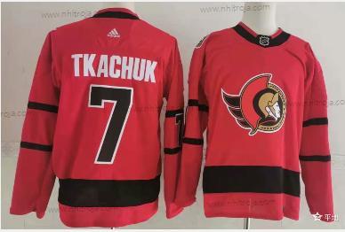 Adidas Herrar Ottawa Senators #7 Brady Tkachuk Röd 2020-21 Omvänd Retro Alternativ NHL Tröjor