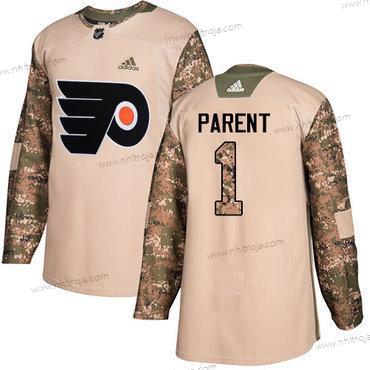 Adidas Herrar Philadelphia Flyers #1 Bernie Parent Camo Autentisk 2017 Veterans Day Stitched NHL Tröjor