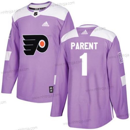 Adidas Herrar Philadelphia Flyers #1 Bernie Parent Lila Autentisk Bekämpar cancer Stitched NHL Tröjor