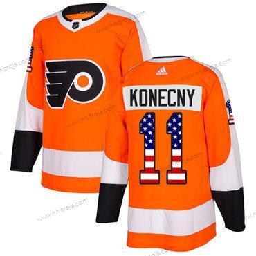 Adidas Herrar Philadelphia Flyers #11 Travis Konecny Orange Autentisk USA Flag Stitched NHL Hemma Tröjor