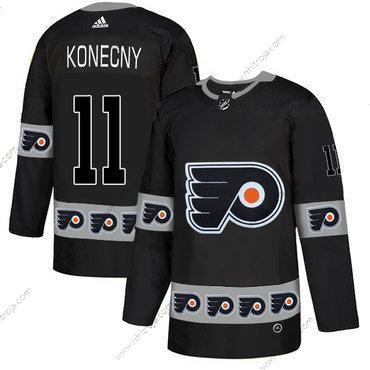 Adidas Herrar Philadelphia Flyers #11 Travis Konecny Svart Team Logos Tröjor