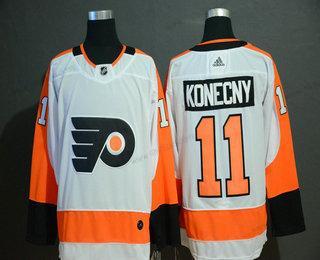 Adidas Herrar Philadelphia Flyers #11 Travis Konecny Vit Stitched NHL Tröjor