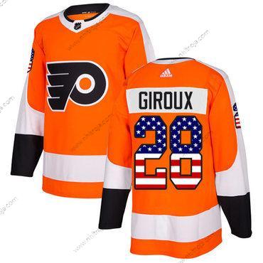 Adidas Herrar Philadelphia Flyers #28 Claude Giroux Orange Autentisk USA Flag Stitched NHL Hemma Tröjor