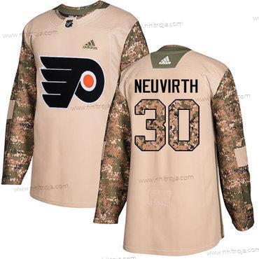 Adidas Herrar Philadelphia Flyers #30 Michal Neuvirth Camo Autentisk 2017 Veterans Day Stitched NHL Tröjor