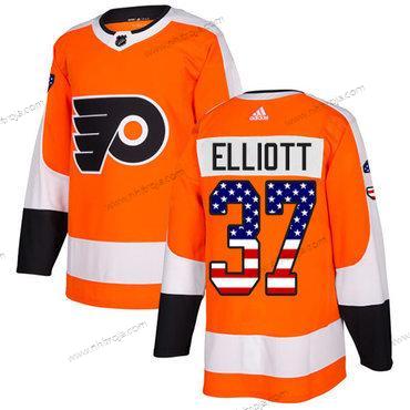 Adidas Herrar Philadelphia Flyers #37 Brian Elliott Orange Autentisk USA Flag Stitched NHL Hemma Tröjor