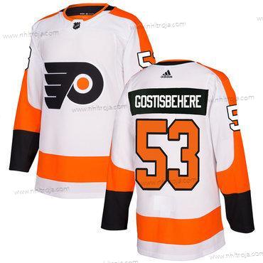 Adidas Herrar Philadelphia Flyers #53 Shayne Gostisbehere Vit Autentisk Stitched NHL Tröjor