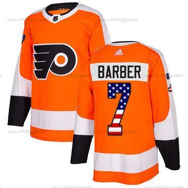 Adidas Herrar Philadelphia Flyers #7 Bill Barber Orange Autentisk USA Flag Stitched NHL Hemma Tröjor