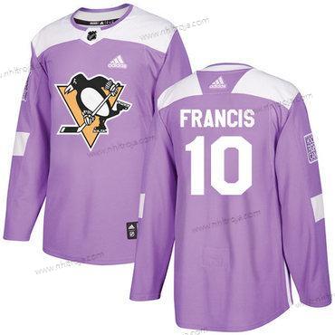 Adidas Herrar Pittsburgh Penguins #10 Ron Francis Lila Autentisk Bekämpar cancer Stitched NHL Tröjor