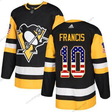 Adidas Herrar Pittsburgh Penguins #10 Ron Francis Svart Autentisk USA Flag Stitched NHL Hemma Tröjor