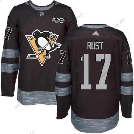 Adidas Herrar Pittsburgh Penguins #17 Bryan Rust Svart 100th Jubileum Stitched NHL 2017 Hockey Tröjor