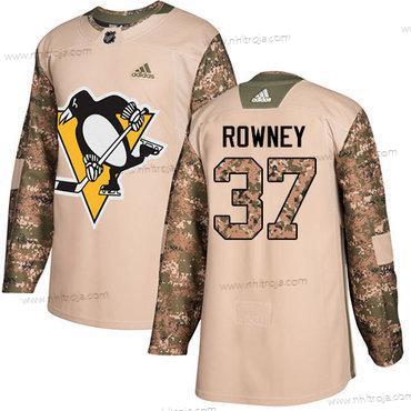 Adidas Herrar Pittsburgh Penguins #37 Carter Rowney Camo Autentisk 2017 Veterans Day Stitched NHL Tröjor