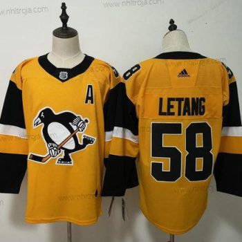 Adidas Herrar Pittsburgh Penguins #58 Kris Letang Gul Alternativ Stitched NHL Tröjor