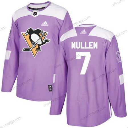 Adidas Herrar Pittsburgh Penguins #7 Joe Mullen Lila Autentisk Bekämpar cancer Stitched NHL Tröjor