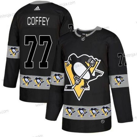 Adidas Herrar Pittsburgh Penguins #77 Paul Coffey Svart Team Logos Tröjor