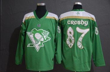 Adidas Herrar Pittsburgh Penguins 87 Sidney Crosby Grön 2019 St. Patrick’S Day Tröjor