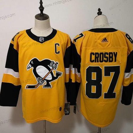 Adidas Herrar Pittsburgh Penguins #87 Sidney Crosby Gul Alternativ Stitched NHL Tröjor