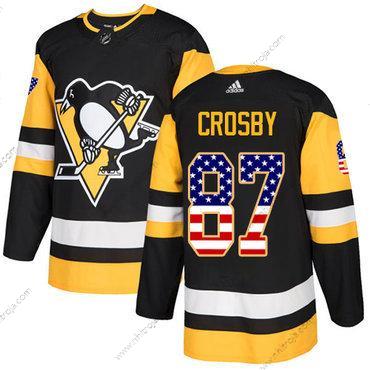 Adidas Herrar Pittsburgh Penguins #87 Sidney Crosby Svart Autentisk USA Flag Stitched NHL Hemma Tröjor