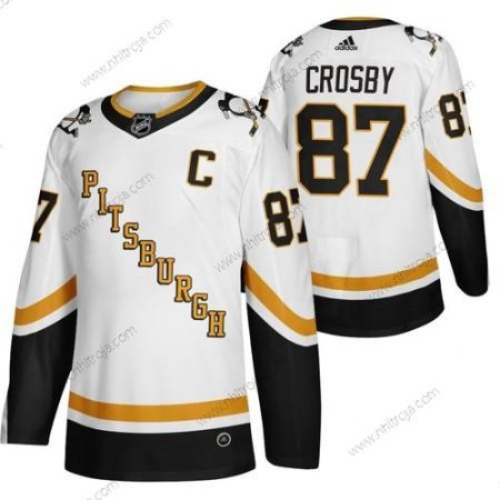 Adidas Herrar Pittsburgh Penguins #87 Sidney Crosby Vit 2020-21 Omvänd Retro Alternativ NHL Tröjor