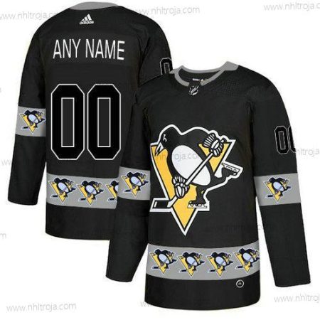 Adidas Herrar Pittsburgh Penguins Skräddarsydda Svart Team Logos Tröjor