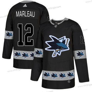 Adidas Herrar San Jose Sharks #12 Patrick Marleau Svart Team Logos Tröjor