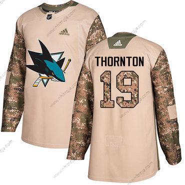 Adidas Herrar San Jose Sharks #19 Joe Thornton Camo Autentisk 2017 Veterans Day Stitched NHL Tröjor