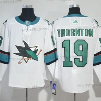 Adidas Herrar San Jose Sharks #19 Joe Thornton Vit Road Autentisk Stitched NHL Tröjor