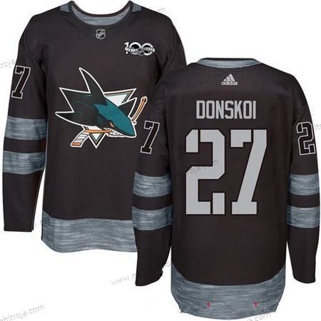 Adidas Herrar San Jose Sharks #27 Joonas Donskoi Svart 100th Jubileum Stitched NHL 2017 Hockey Tröjor