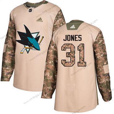 Adidas Herrar San Jose Sharks #31 Martin Jones Camo Autentisk 2017 Veterans Day Stitched NHL Tröjor