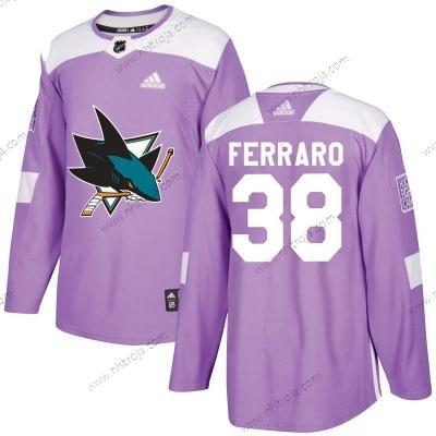 Adidas Herrar San Jose Sharks #38 Mario Ferraro Hockey Bekämpar cancer Autentisk Lila Tröjor