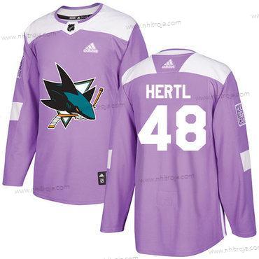 Adidas Herrar San Jose Sharks #48 Tomas Hertl Lila Autentisk Bekämpar cancer Stitched NHL Tröjor