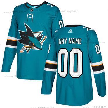 Adidas Herrar San Jose Sharks Skräddarsydda Blå Stitched NHL 2017-2018 Hockey Tröjor