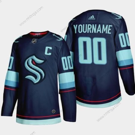 Adidas Herrar Seattle Kraken Skräddarsydda 2021-22 Marin Autentisk Stitched NHL Hemma Tröjor