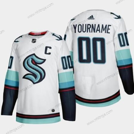 Adidas Herrar Seattle Kraken Skräddarsydda 2021-22 Vit Autentisk Stitched NHL Borta Tröjor