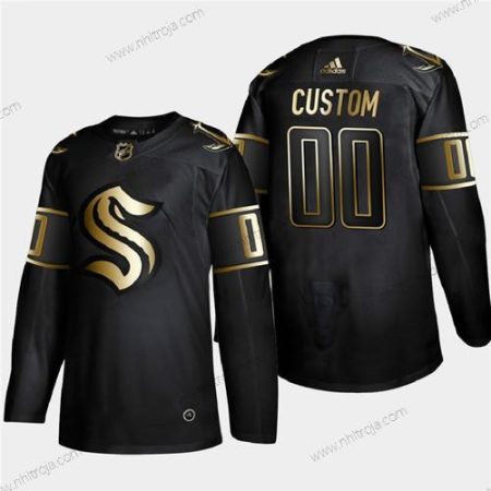 Adidas Herrar Seattle Kraken Skräddarsydda Svart Golden Edition Limited Stitched NHL Tröjor