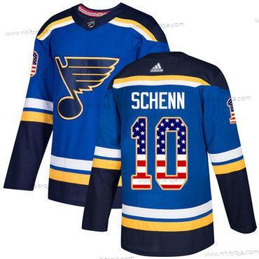 Adidas Herrar St. Louis Blues #10 Brayden Schenn Blå Autentisk USA Flag Stitched NHL Hemma Tröjor