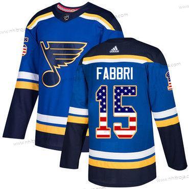 Adidas Herrar St. Louis Blues #15 Robby Fabbri Blå Autentisk USA Flag Stitched NHL Hemma Tröjor