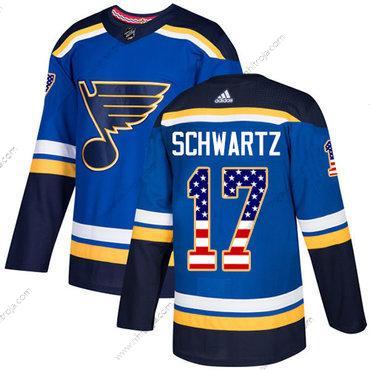 Adidas Herrar St. Louis Blues #17 Jaden Schwartz Blå Autentisk USA Flag Stitched NHL Hemma Tröjor