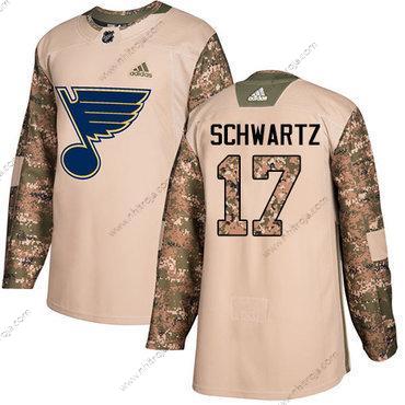 Adidas Herrar St. Louis Blues #17 Jaden Schwartz Camo Autentisk 2017 Veterans Day Stitched NHL Tröjor