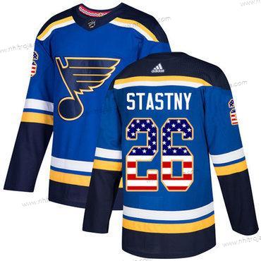 Adidas Herrar St. Louis Blues #26 Paul Stastny Blå Autentisk USA Flag Stitched NHL Hemma Tröjor