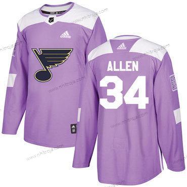 Adidas Herrar St. Louis Blues #34 Jake Allen Lila Autentisk Bekämpar cancer Stitched NHL Tröjor