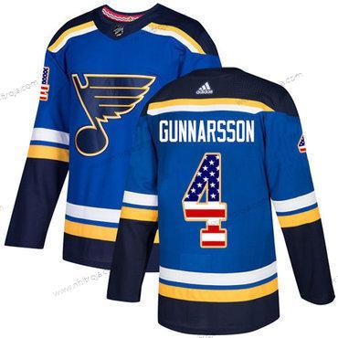 Adidas Herrar St. Louis Blues #4 Carl Gunnarsson Blå Autentisk USA Flag Stitched NHL Hemma Tröjor