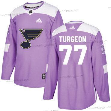 Adidas Herrar St. Louis Blues #77 Pierre Turgeon Lila Autentisk Bekämpar cancer Stitched NHL Tröjor