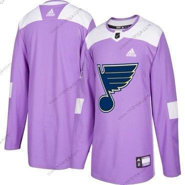 Adidas Herrar St. Louis Blues Skräddarsydda Lila Rosa Hockey Bekämpar cancer Träning Tröjor