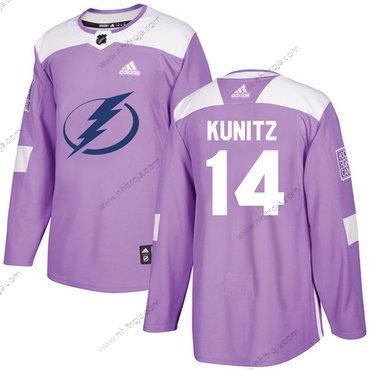 Adidas Herrar Tampa Bay Lightning #14 Chris Kunitz Lila Autentisk Bekämpar cancer Stitched NHL Tröjor