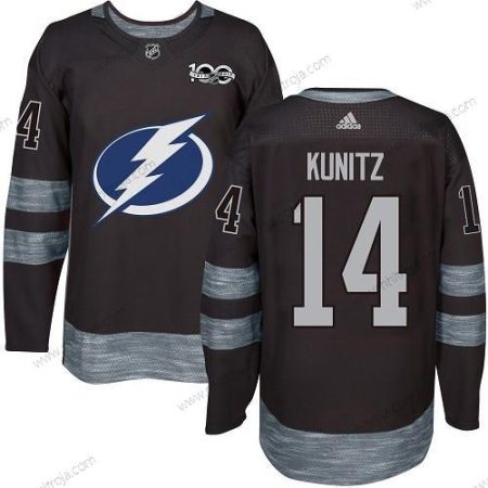 Adidas Herrar Tampa Bay Lightning #14 Chris Kunitz Svart 1917-2017 100th Jubileum Stitched NHL Tröjor