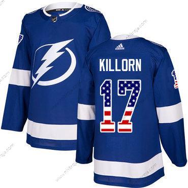 Adidas Herrar Tampa Bay Lightning #17 Alex Killorn Blå Autentisk USA Flag Stitched NHL Hemma Tröjor