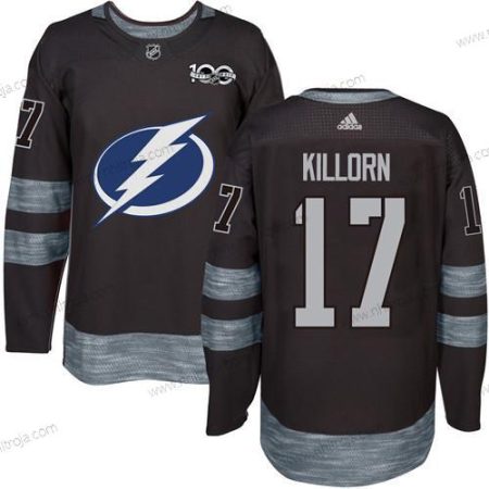 Adidas Herrar Tampa Bay Lightning #17 Alex Killorn Svart 1917-2017 100th Jubileum Stitched NHL Tröjor