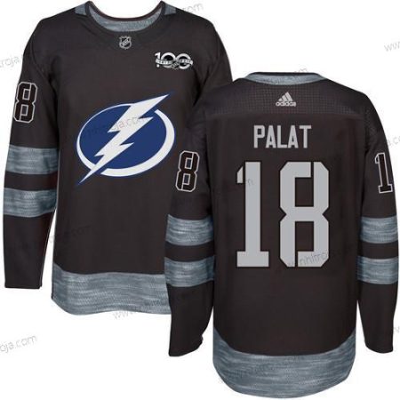 Adidas Herrar Tampa Bay Lightning #18 Ondrej Palat Svart 1917-2017 100th Jubileum Stitched NHL Tröjor