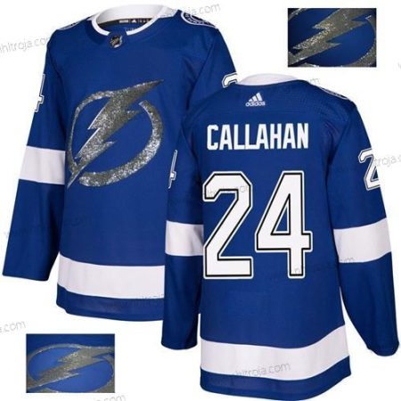 Adidas Herrar Tampa Bay Lightning #24 Ryan Callahan Blå Autentisk Guld Stitched NHL Hemma Tröjor